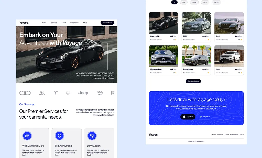 Car Rental Landing Page Design